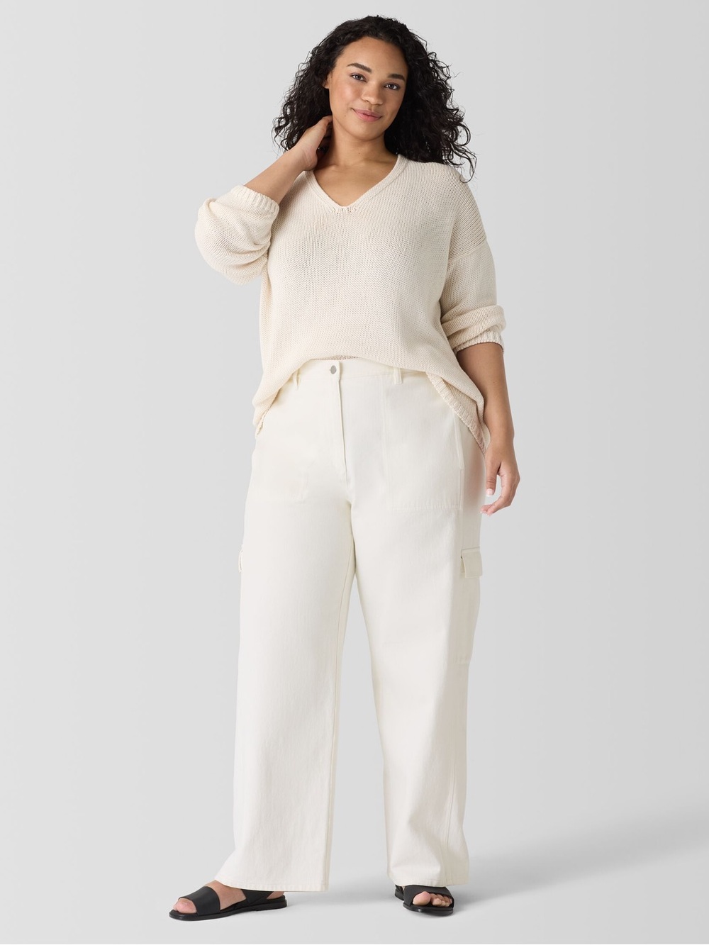 Eileen Fisher Undyed Utility Organic Cotton Wide-Leg Cargo Pant NWOT Size 1X